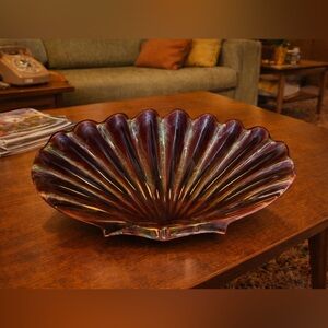 Vintage Royal Haeger MCM Sea Shell Clam 14" Centerpiece Footed Console Dish